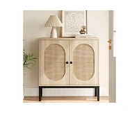 gaomon Buffet Cabinet, Rattan Storage Cabinet with Doors and Shelves, Accent Cabinet Sideboard