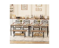 gaomon Dining Table Set for 4,Kitchen Table with Chairs Set of 4,Kitchen Table Set with 2 Chairs and Bench,4 Piece Dining Room Table Set for Small Spa