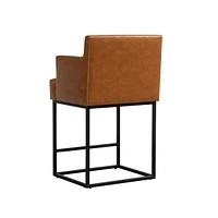 Set of 2 Modern Faux Leather Counter Bar Stools with Backrest, Upholstered for Kitchen Island-The Pop Home