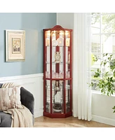 Slickblue Lighted Glass Corner Cabinet Elegant Curio Display for Showcasing Collectibles