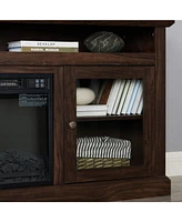 Slickblue Contemporary Tv Media Stand with 18" Fireplace Insert - Modern Console for TVs Up to 65", Brown