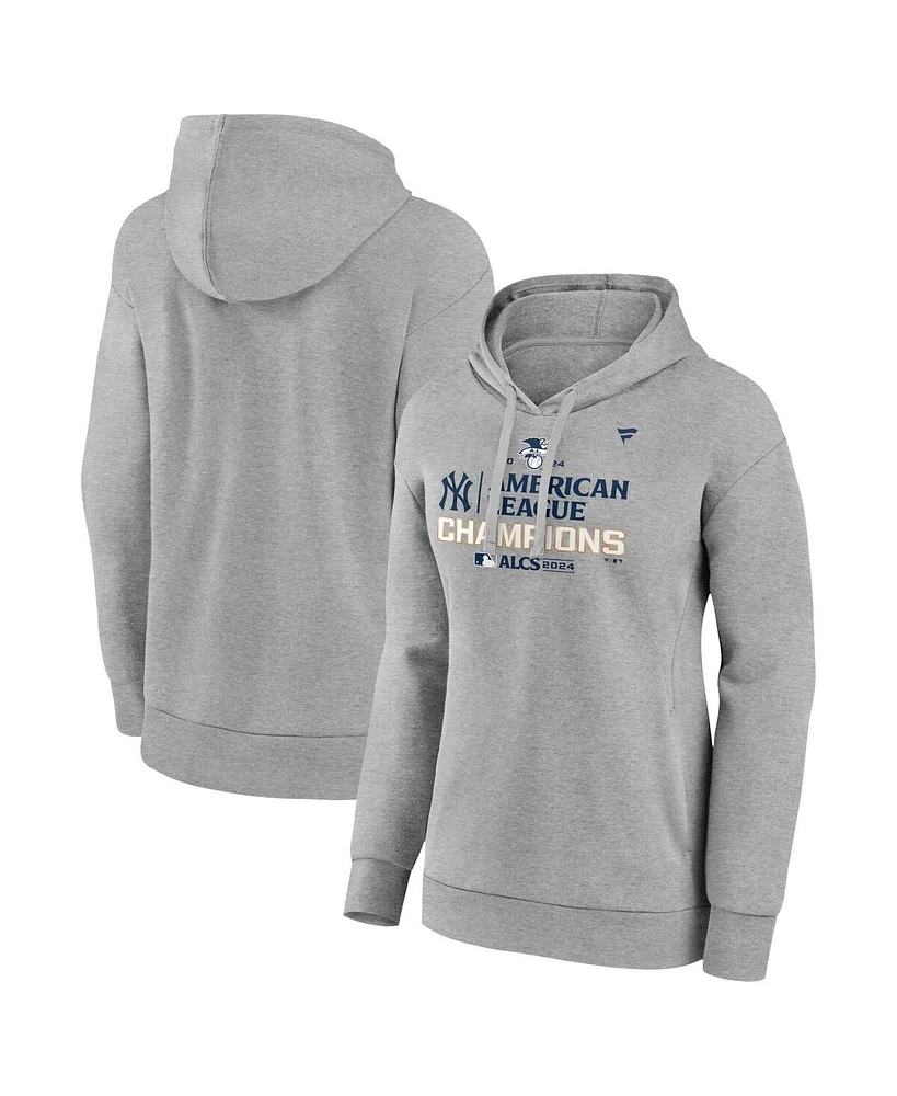 Fanatics Women's Heather Gray New York Yankees 2024 American League Champions Locker Room Pullover Hoodie