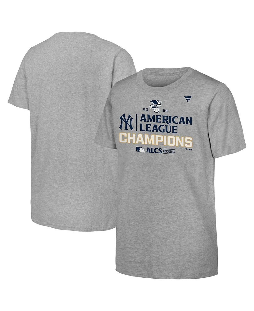 Fanatics Big Boys and Girls Heather Gray New York Yankees 2024 American League Champions Locker Room T-Shirt