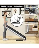 Hongge 2-in-1 Electric Motorized Health and Fitness Folding Treadmill with Dual Display-Silver