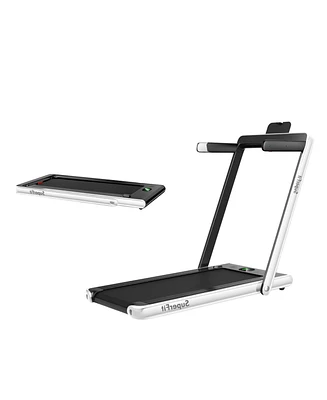 Hongge 2.25HP 2 in 1 Folding Treadmill with App Speaker Remote Control-White