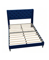 gaomon Bed Frame With Wingback, Upholstered Platform Diamond Tufted Headboard, Wooden Slats Support, Easy Assembly, Noise