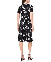 Msk Petite Floral Print Surplice Midi Dress