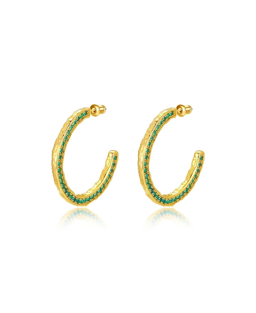 Classicharms Cubic Zirconia Molten C Hoop Earrings