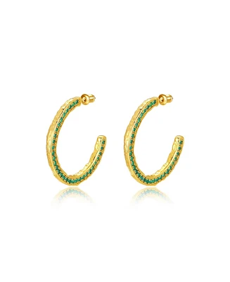 Classicharms Cubic Zirconia Molten C Hoop Earrings