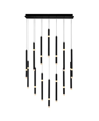 Cwi Lighting 46" Metal Flute 14 Light Led Chandelier