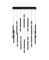 Cwi Lighting 46" Metal Flute 14 Light Led Chandelier