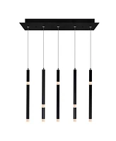 Cwi Lighting 26" Metal Flute 5 Light Led Chandelier