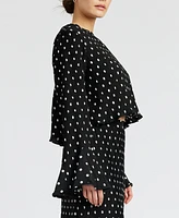 En Saison Women's Darlene Polka-Dot Swing Top