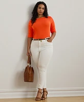 Lauren Ralph Lauren Plus Size Stretch Cotton Boatneck Tee