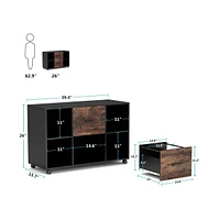 Tribesigns Large Mobile Lateral Filing Cabinet, 2 Drawer File Cabinet with Storage Shelves and Rolling Wheels