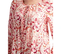 Bcx Juniors' Printed Tie-Neck Blouse