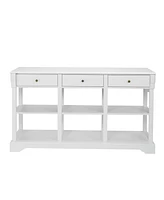 Slickblue Retro Console Sofa Table - Ample Storage Buffet Cabinet with Open Shelves & 3 Drawers for Entryway