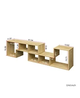 Slickblue Double L-Shaped Tv Stand - Fir Wood Display Shelf and Bookcase for Home Furniture