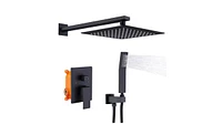 Slickblue Wall-Mounted Shower Faucet Combo Set Rainfall Head & Handheld, Brushed Finish