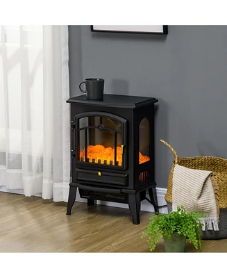 Homcom 22" Electric Fireplace Stove with 3-Sided Realistic Flame