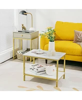 Skonyon 2 Pieces Modern Nesting Coffee Table Set with Drawer and Shelf