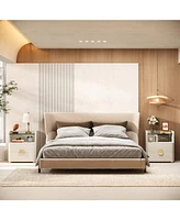 Tribesigns 2-Drawer Modern Nightstand with Open Storage Space and Gold Round Metal Legs,Wood Bed Side Table for Bedroom,Living Room