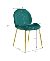 Gymax 4PCS Velvet Dining Chair Accent Leisure Armless Side Green