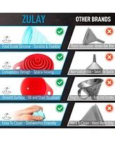 Zulay Kitchen Silicone Space Saving Collapsible Funnel Set With Narrow Mouth