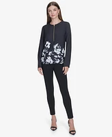 Halston Women's Printed Half-Zip Top