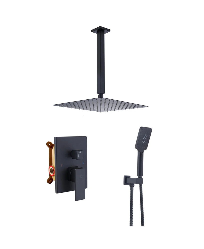 Mondawe Ceiling-Mount Shower System with Handheld Shower in Rubbed