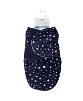 Hudson Baby Baby Boys Hudson Plush Swaddle Wrap, Navy Star, 0-3 Months