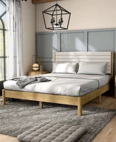 Furniture of America Adin Queen Platform Bed with Boucle Upholstery
