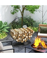 Outsunny 40" Waterproof Firewood Rack with Cover, Outdoor Indoor Log Rack