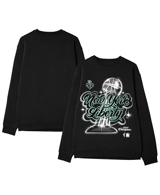 Round21 Men's and Women's Black New York Liberty 2024 Wnba Finals Champions Airbrush Pullover Sweatshirt