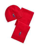 Polo Ralph Lauren Big Girls 2-Pc. Polo Bear Cotton-Blend Hat and Scarf Set