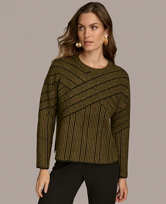 Donna Karan New York Women's Crisscross Crewneck Sweater