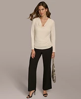 Donna Karan New York Women's Cowl-Neck Long-Sleeve Top