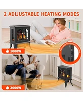 Sugift 2000W Electric Fireplace Stove Heater Space Heater with 3D Flame Effect