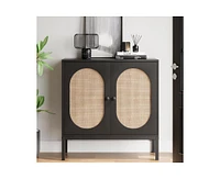 gaomon Buffet Cabinet, Rattan Storage Cabinet with Doors and Shelves, Accent Cabinet Sideboard, Wood Console Cabinet with Storage Entryway Cabinet for