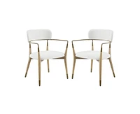 Homlux Set of 2 Modern Accent Chair Upholstered Wide Seat Dining Arm Chairs W/Open Curved Backrest for Kitchen&Living Room&Bedroom