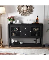 Slickblue Sideboard Buffet Console Table, Media Cabinet with Adjustable Shelves, Black