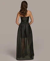 Donna Karan New York Women's Sequin Organza-Overlay Bow-Waist Gown