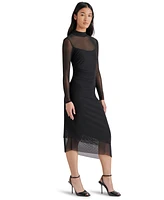 Steve Madden Women's Blare Mesh Asymmetrical-Hem Midi Dress