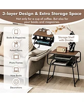 Gymax 3-tier Side End Sofa Display Table Compact Nightstand for Bedroom Living Room