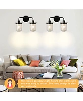 Slickblue Set of 2 Modern Industrial Wall Sconces with Clear Glass Shade - Versatile Indoor Light Fixture