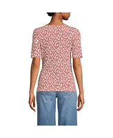 Lands' End Women's Lightweight Jersey Tie Front Top