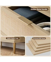 gaomon Rattan 6 Drawer Dresser for Bedroom, Large Double Dresser with Deep Drawers, Chest of Drawers