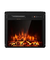 Gymax 18 inch Electric Fireplace Insert Freestanding & Recessed 1500W Stove Heater