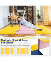 Hongge 6 x 2 Ft Tri-Fold Gym Mat with Handles and Removable Zippered Cover-Yellow