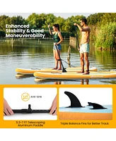 Hongge Inflatable Stand up Paddle Board with Adjustable Paddle and 3 Fins for Adults and Youths-s